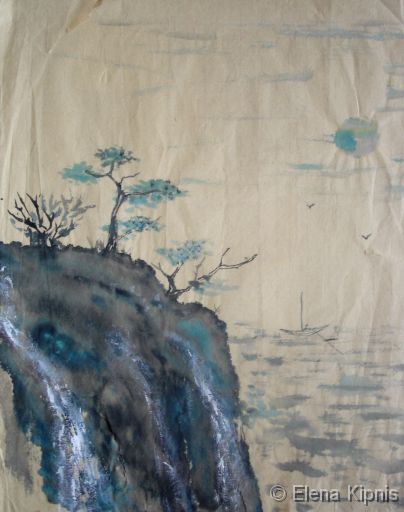 02 - Berg Tusche auf Reispapier, 30 x 40 cm